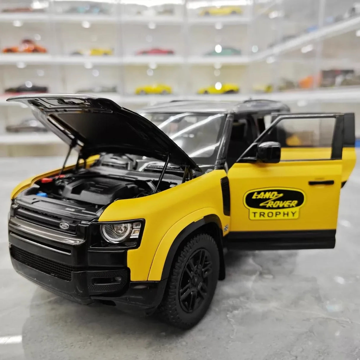 Almost Real Land Rover 2021 Defender 90 Trophy Livery Yellow and Black 1:18 – Collectible Diecast Model Die-Cast