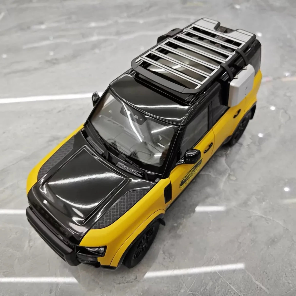 Almost Real Land Rover 2021 Defender 90 Trophy Livery Yellow and Black 1:18 – Collectible Diecast Model Die-Cast