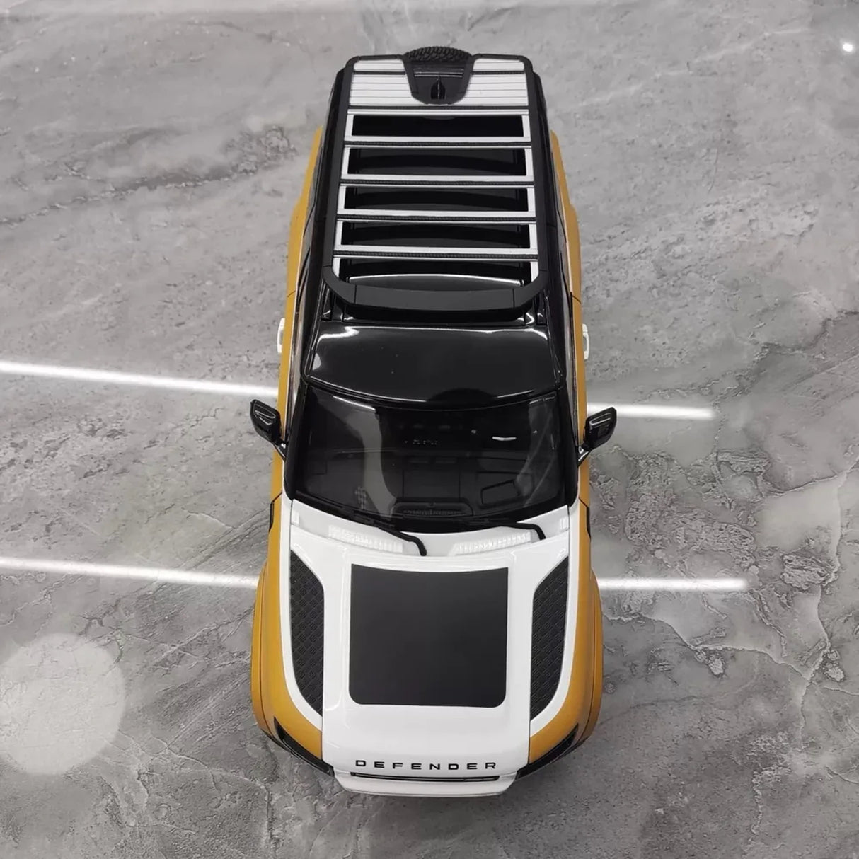 Almost Real Land Rover 2021 Defender 90 Trophy Livery Yellow and White 1:18 – Collectible Diecast Model Die-Cast