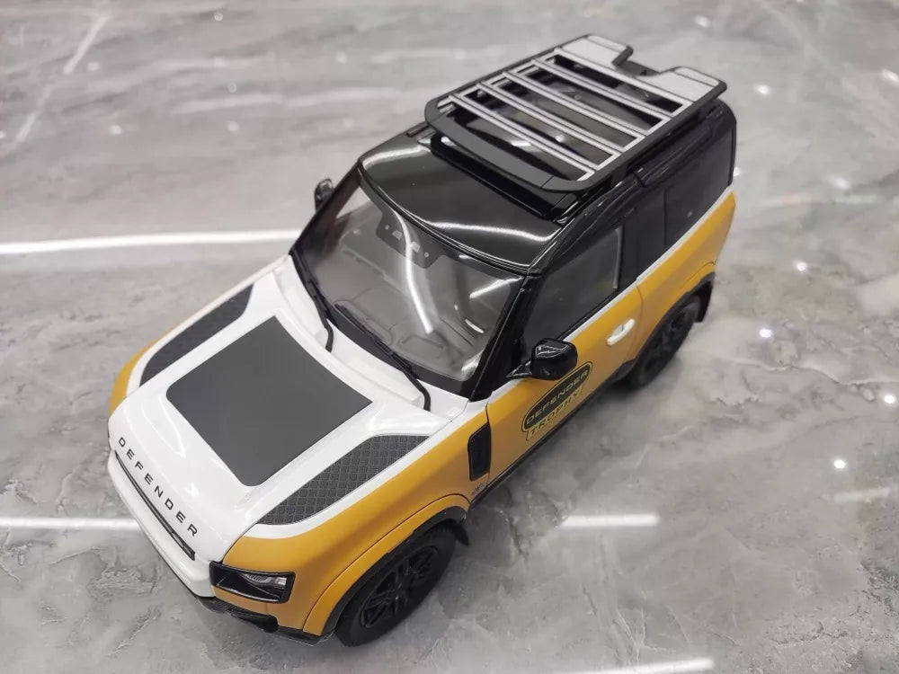 Almost Real Land Rover 2021 Defender 90 Trophy Livery Yellow and White 1:18 – Collectible Diecast Model Die-Cast
