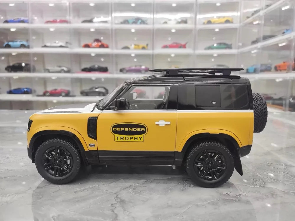 Almost Real Land Rover 2021 Defender 90 Trophy Livery Yellow and White 1:18 – Collectible Diecast Model Die-Cast