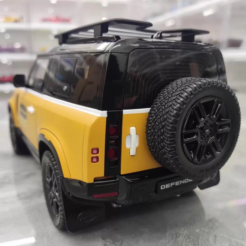 Almost Real Land Rover 2021 Defender 90 Trophy Livery Yellow and White 1:18 – Collectible Diecast Model Die-Cast