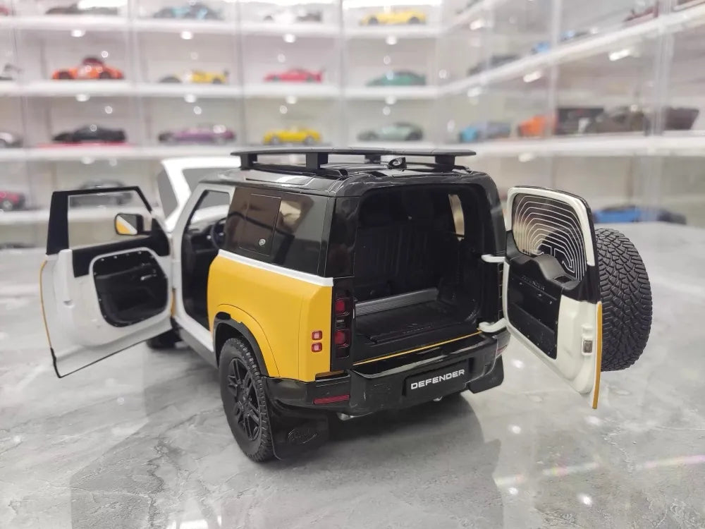 Almost Real Land Rover 2021 Defender 90 Trophy Livery Yellow and White 1:18 – Collectible Diecast Model Die-Cast