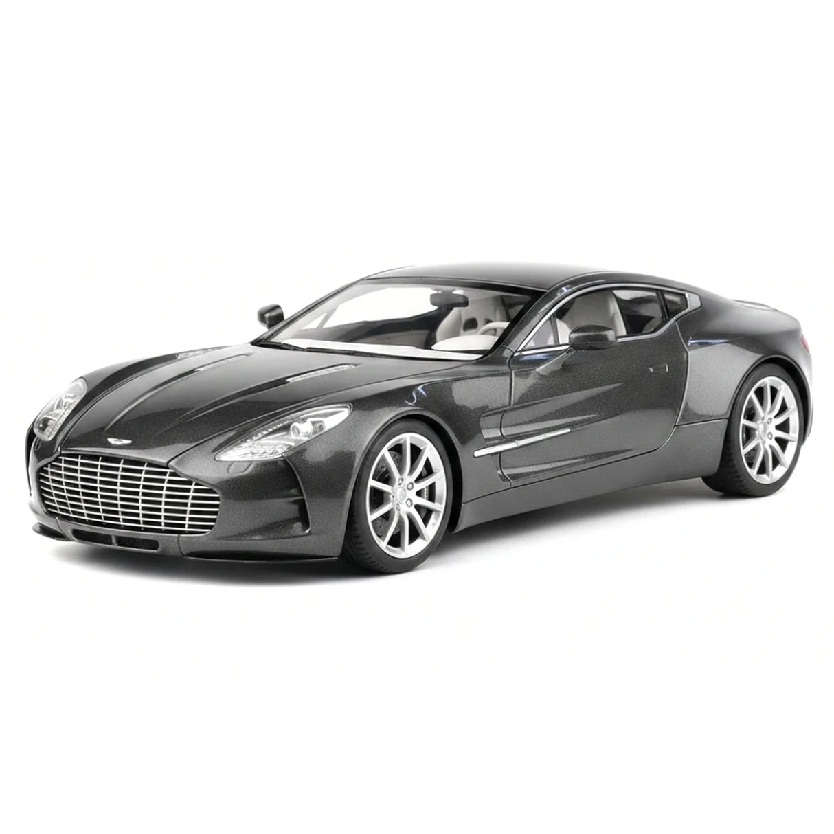 AutoArt Aston Martin 2009 One-77 آيرون جراي 1:18 – نموذج معدني قابل للجمع مصبوب، مصبوب.