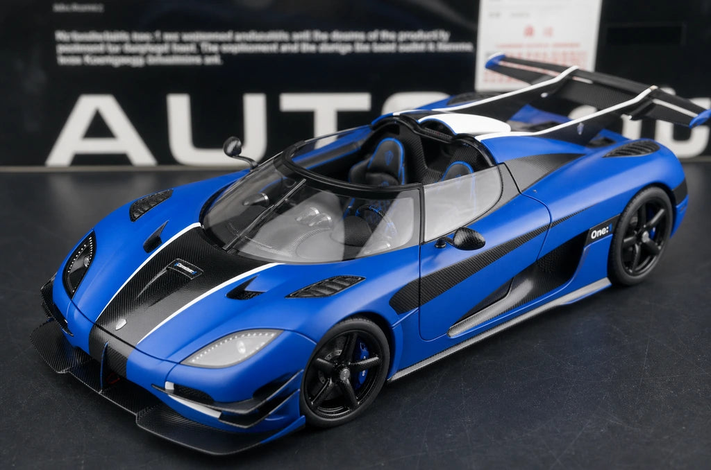AutoArt Koenigsegg 2014 One1 Blue 1:18 – نموذج معدني قابل للجمع من القالب المصبوب
