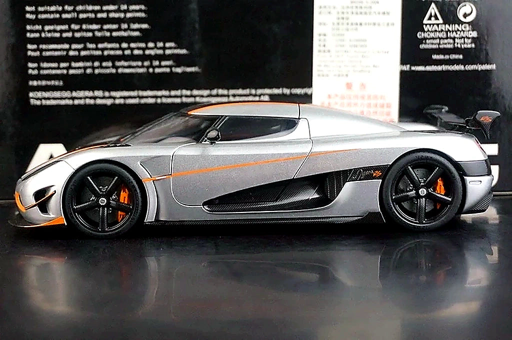 AutoArt Koenigsegg 2015 Agera RS سيلفر 1:18 – نموذج معدني قابل للجمع مصبوب، مصبوب.