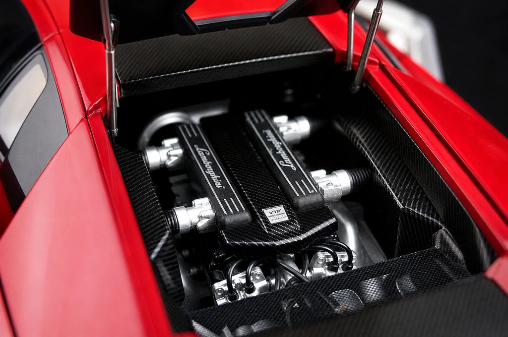 AutoArt Lamborghini 2009 مورسيلاجو LP670-4 SV تشيري ريد 1:18 – نموذج معدني قابل للجمع مصبوب.