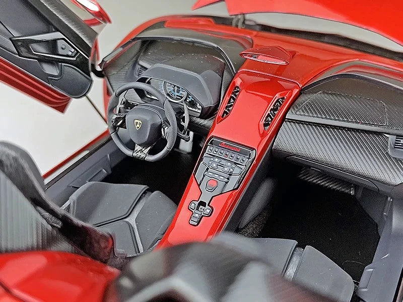 AutoArt Lamborghini 2012 Aventador جي ريد 1:18 – نموذج معدني قابل للجمع من القالب المصبوب