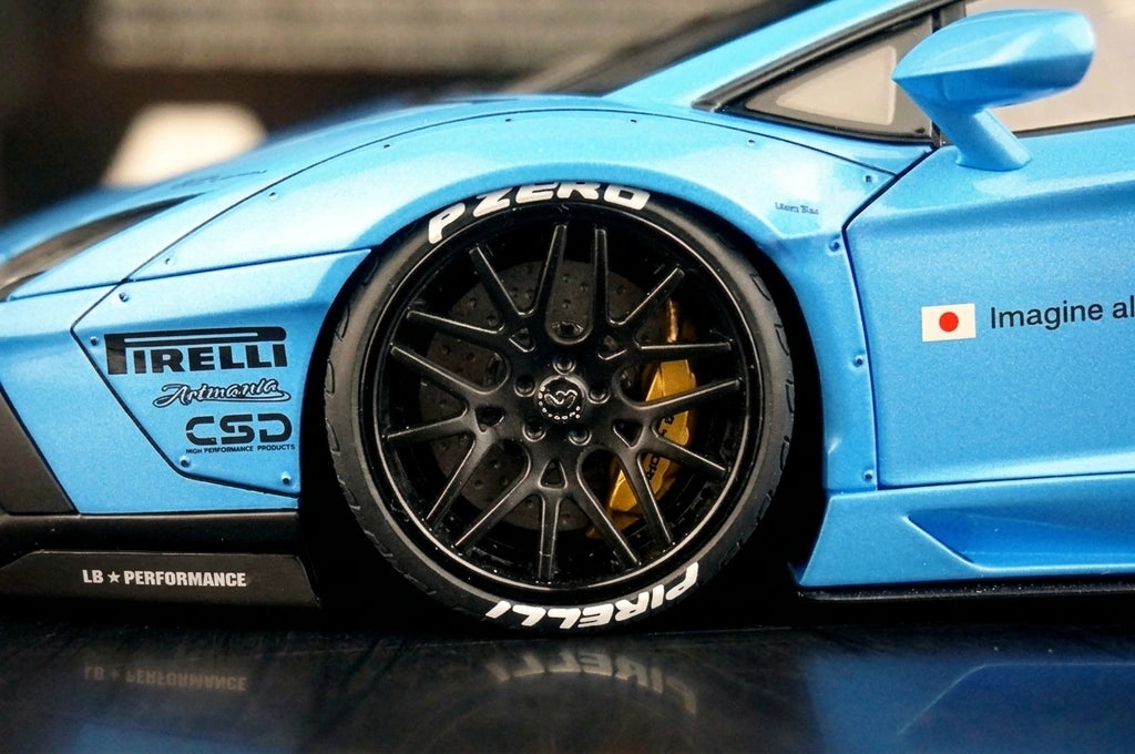 AutoArt Lamborghini 2012 Aventador LP700-4 LB-ووركس بلو 1:18 – نموذج معدني قابل للجمع من القالب المصبوب