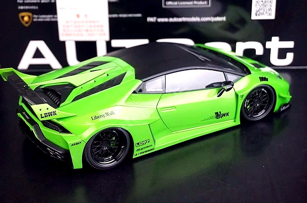 AutoArt Lamborghini 2015 هوراكان LP610-4 LB-ووركس جرين 1:18 – نموذج معدني قابل للجمع من القالب المصبوب
