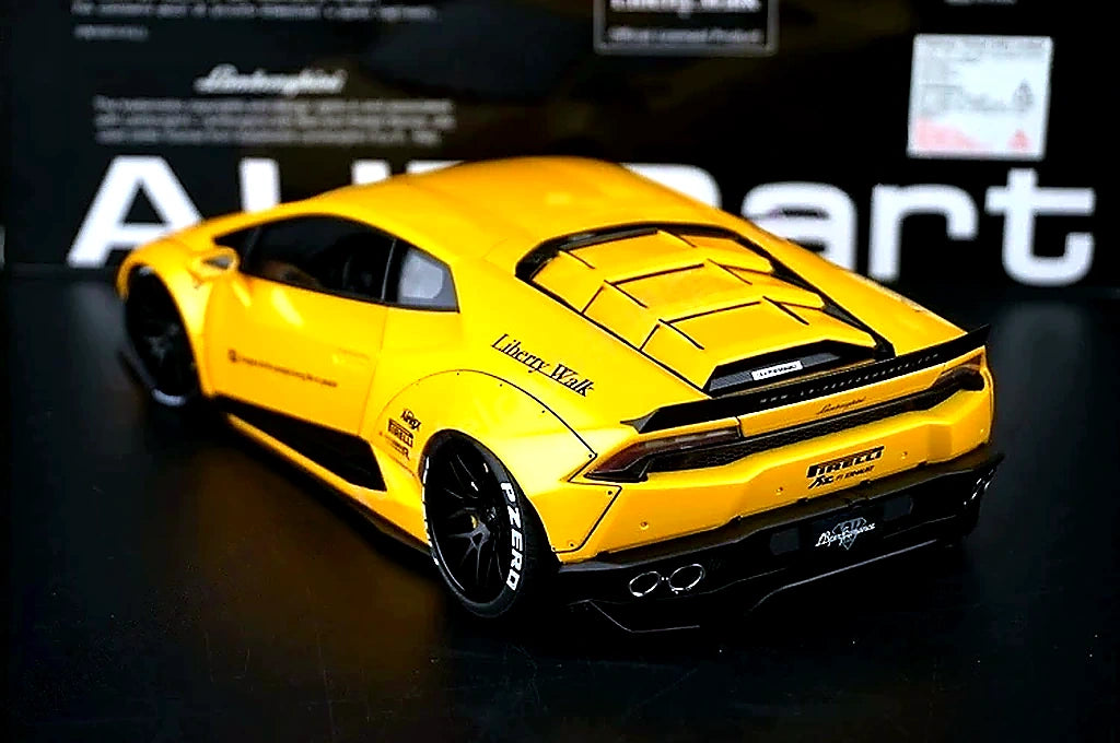AutoArt Lamborghini 2015 هوراكان LP610-4 LB-ووركس أصفر 1:18 – نموذج معدني قابل للجمع من القالب المصبوب