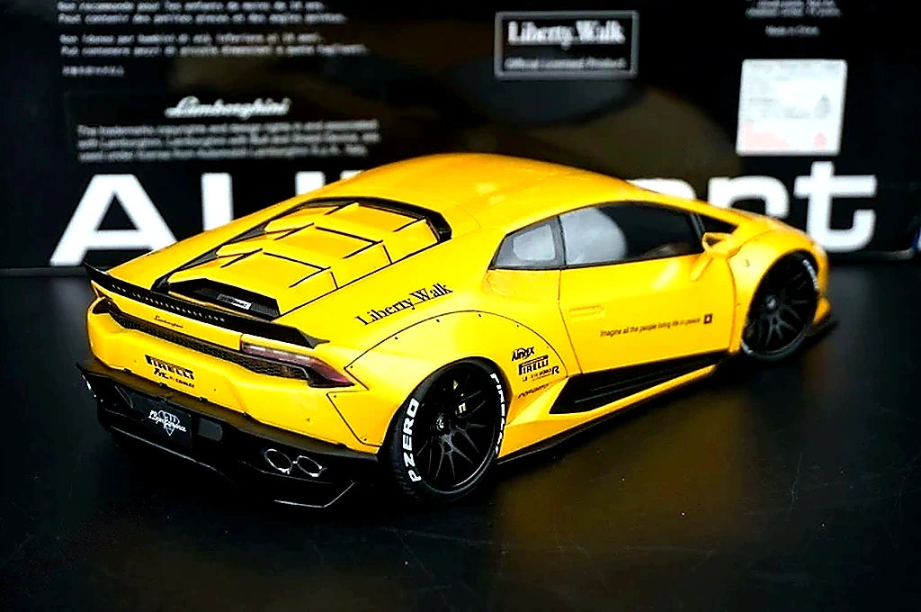 AutoArt Lamborghini 2015 هوراكان LP610-4 LB-ووركس أصفر 1:18 – نموذج معدني قابل للجمع من القالب المصبوب