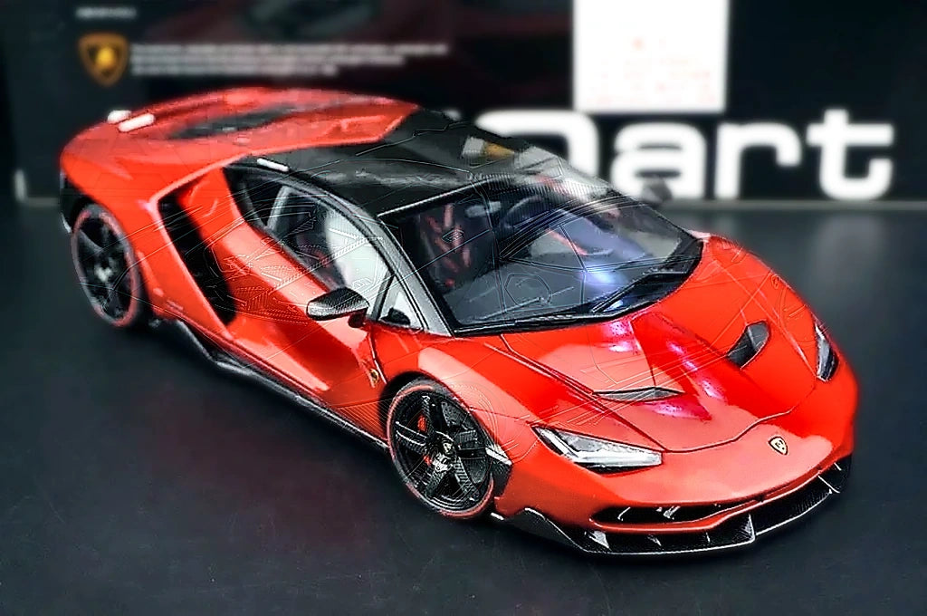AutoArt Lamborghini 2016 سينتيناريو LP770-4 بورغندي 1:18 – نموذج معدني قابل للجمع مصبوب.