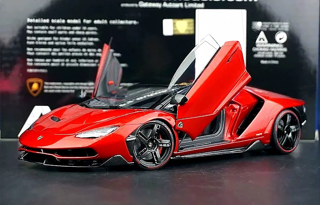 AutoArt Lamborghini 2016 سينتيناريو LP770-4 بورغندي 1:18 – نموذج معدني قابل للجمع مصبوب.