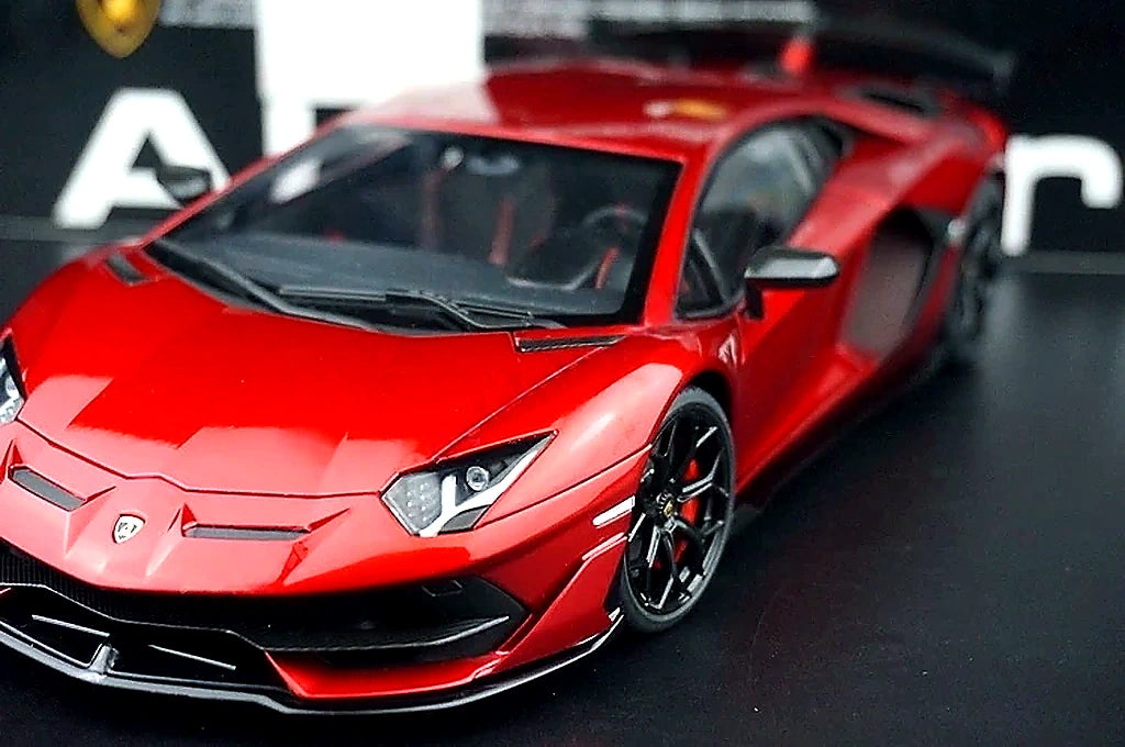 AutoArt Lamborghini 2018 Aventador SVJ بورغوندي 1:18 – نموذج معدني قابل للجمع من القالب المصبوب