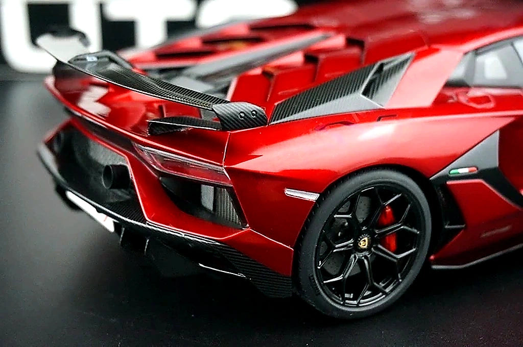 AutoArt Lamborghini 2018 Aventador SVJ بورغوندي 1:18 – نموذج معدني قابل للجمع من القالب المصبوب