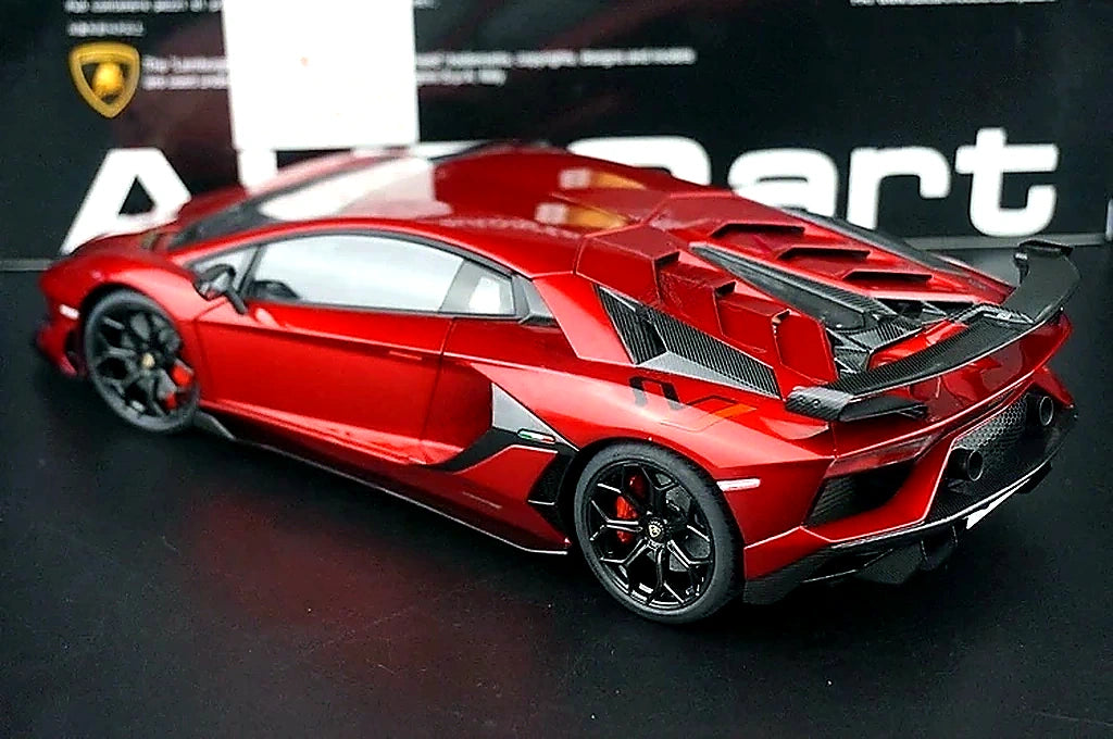 AutoArt Lamborghini 2018 Aventador SVJ بورغوندي 1:18 – نموذج معدني قابل للجمع من القالب المصبوب