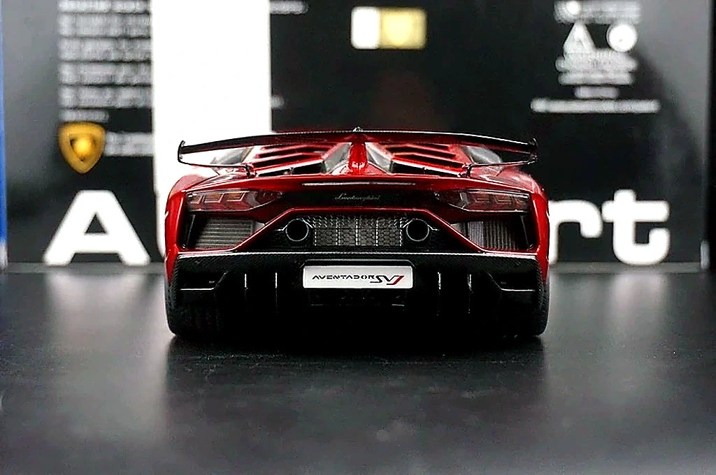 AutoArt Lamborghini 2018 Aventador SVJ بورغوندي 1:18 – نموذج معدني قابل للجمع من القالب المصبوب