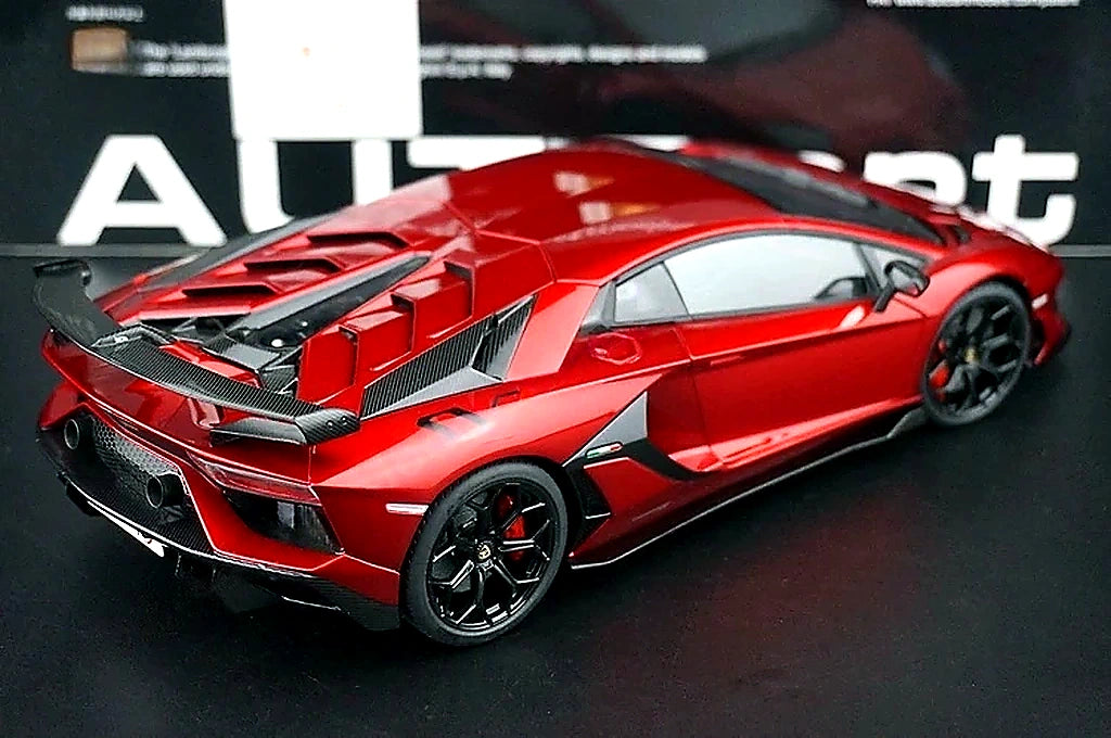 AutoArt Lamborghini 2018 Aventador SVJ بورغوندي 1:18 – نموذج معدني قابل للجمع من القالب المصبوب