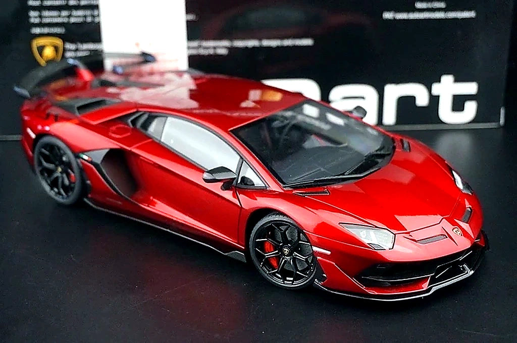 AutoArt Lamborghini 2018 Aventador SVJ بورغوندي 1:18 – نموذج معدني قابل للجمع من القالب المصبوب