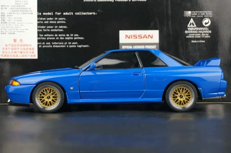 AutoArt Nissan 1993 Skyline GT-R R32 V-Spec BBS Wheel Blue 1:18 – modello da collezione pressofuso