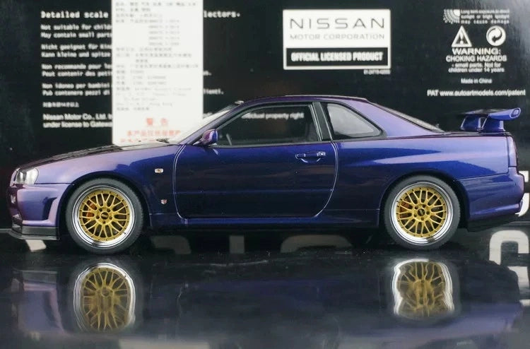 AutoArt Nissan 1999 Skyline GT-R R34 V-Spec BBS Wheel Purple 1:18 – Modello da collezione pressofuso