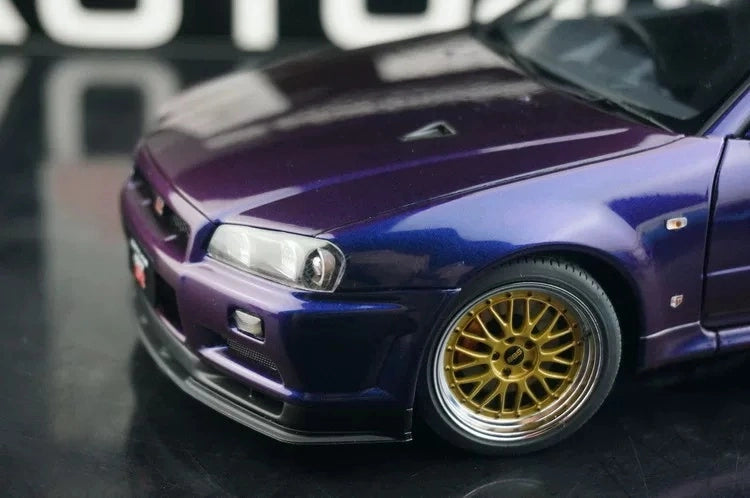 AutoArt Nissan 1999 Skyline GT-R R34 V-Spec BBS Wheel Purple 1:18 – Modello da collezione pressofuso