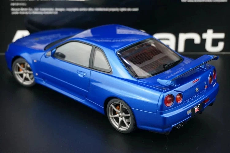 AutoArt Nissan 2000 Skyline GT-R R34 V-Spec II Blue 1:18 – نموذج معدني قابل للجمع مصبوب، مصبوب.