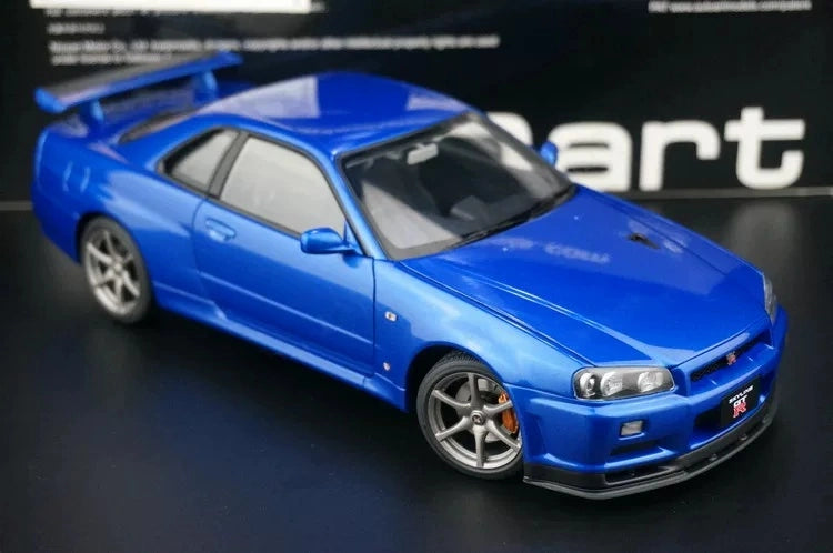 AutoArt Nissan 2000 Skyline GT-R R34 V-Spec II Blue 1:18 – نموذج معدني قابل للجمع مصبوب، مصبوب.