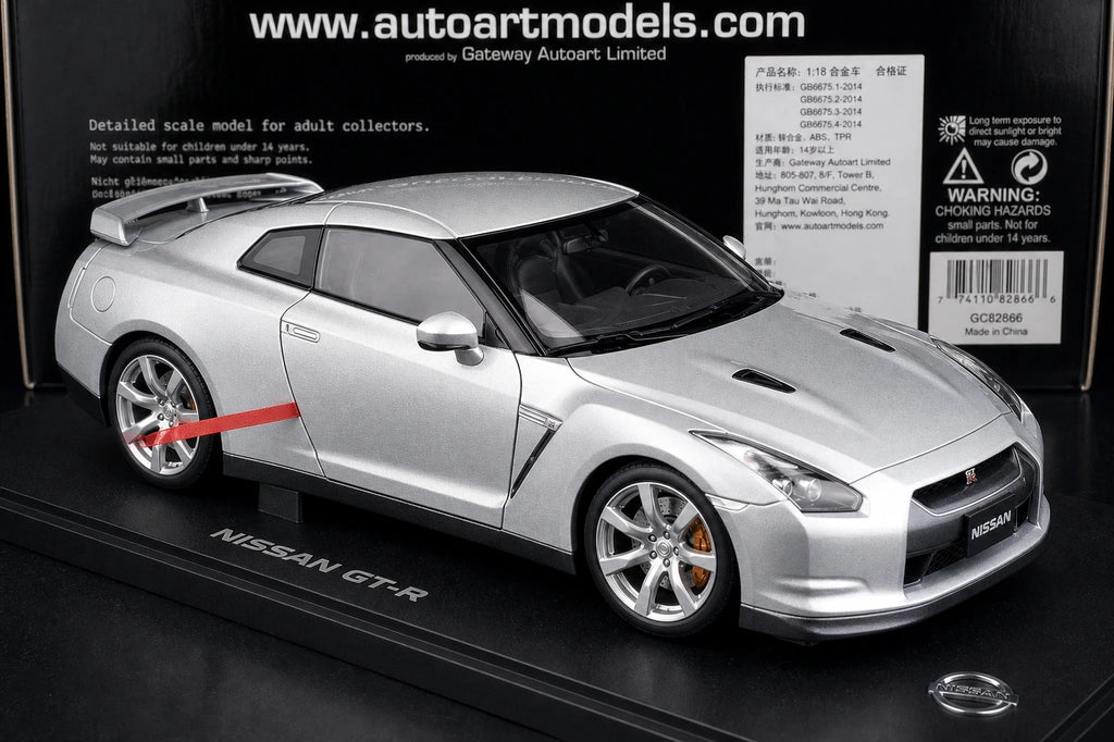 AutoArt Nissan 2009 GT-R R35 Silver 1:18 – Modello Pressofuso da collezione