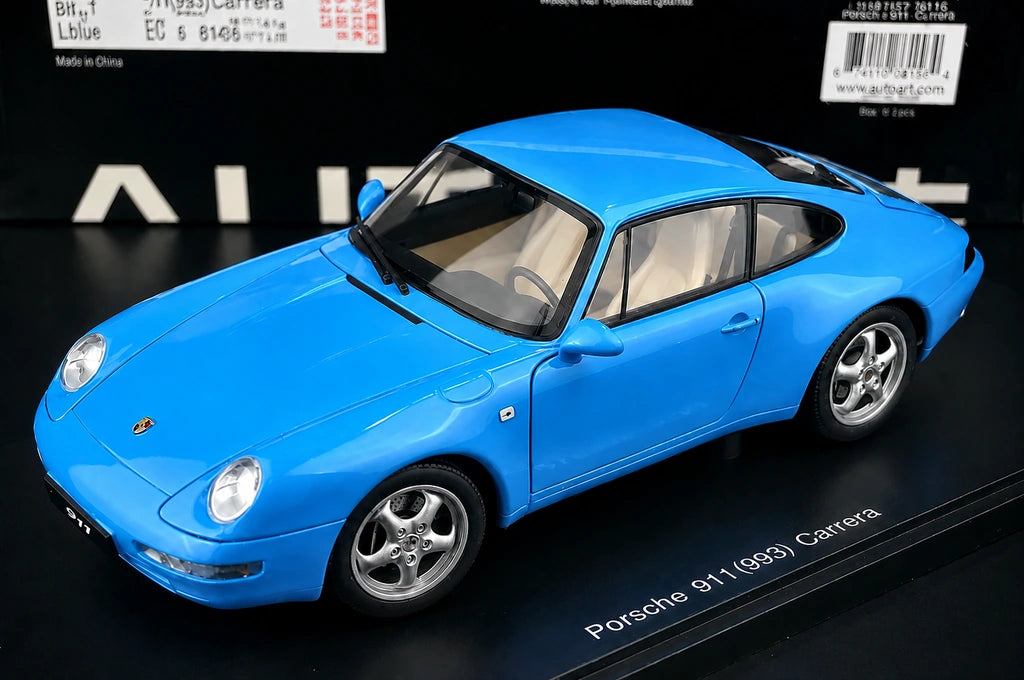 AutoArt Porsche 1995 911 993 Carrera Blue 1:18 – Collectible Diecast Model Die-Cast