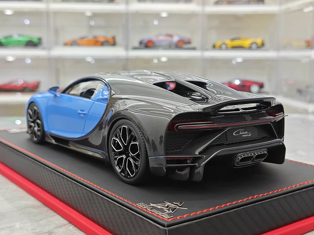 BBA Bugatti 2022 Chiron Profilee Blue Carbon 1:18 – Resina de Modelo de Resina de Colección