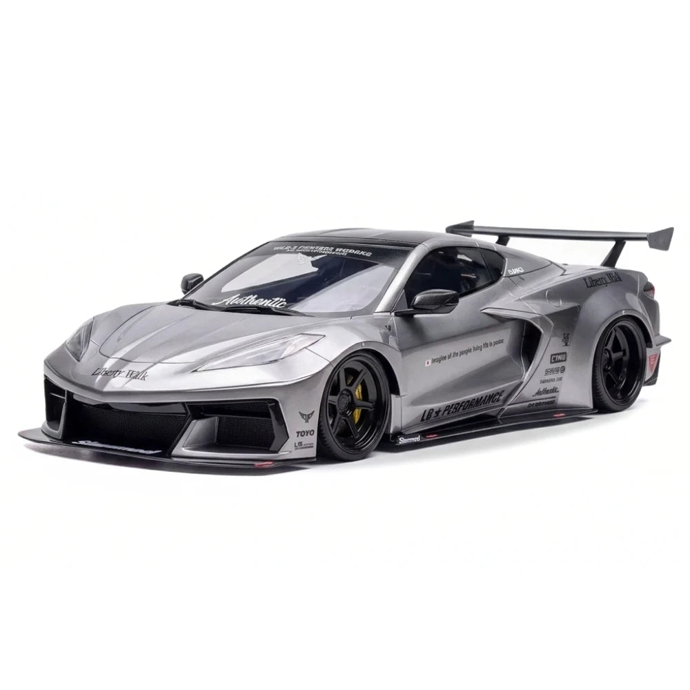 BBA Chevrolet 2020 Corvette C8 LBWK szerokonadwozowy srebrny 1:18 – kolekcjonerski model żywicy z żywicy