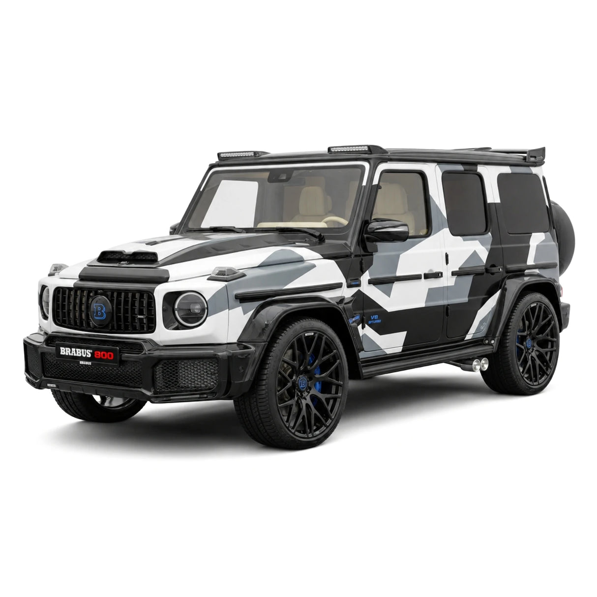 BBA Mercedes-Brabus 2025 G800 Camouflage Blue Badge 1:18 – Résine de modèle en résine de collection