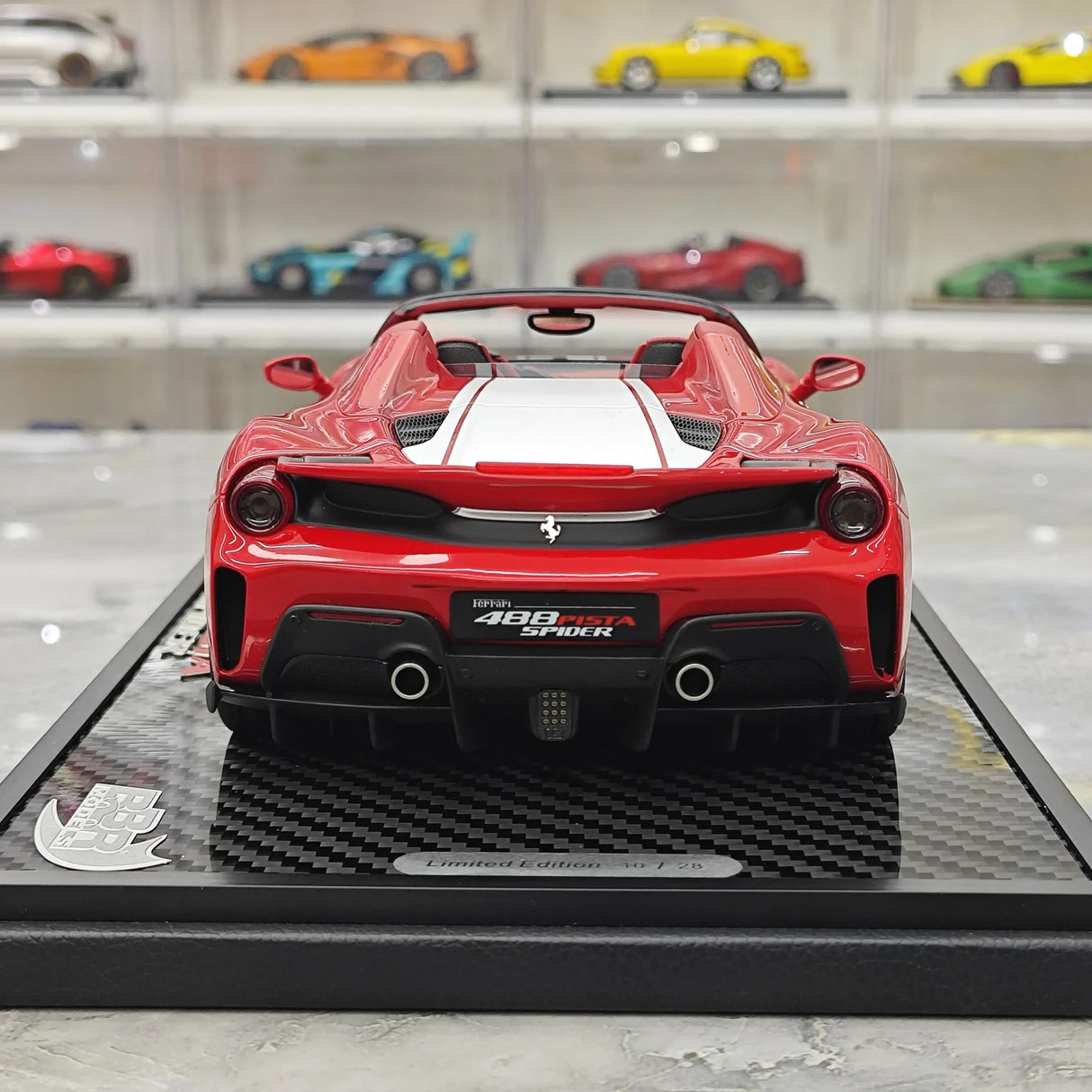 BBR Ferrari 2018 488 Pista Spider Rosso Corsa White Livery 1:18 – Modello in resina collezionabile