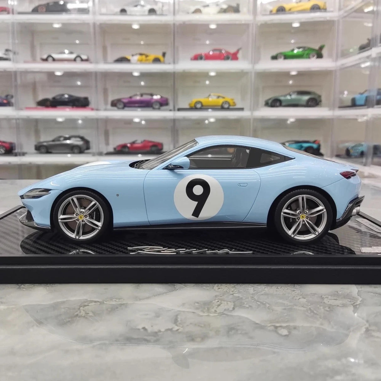 BBR Ferrari 2020 روما بلو رقم 9 1:18 – نموذج راتنج قابل للجمع