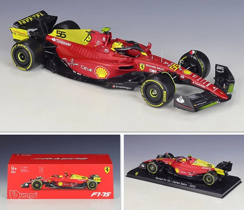 Bburago Ferrari 2022 F1-75 #55 Monza 75th Anniversary Livery Carlos Sainz F1 1:24 modello espositivo in pressofuso - vedi 1