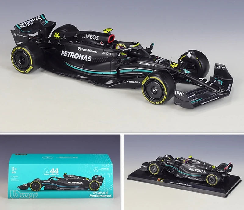 1:24 Mercedes-AMG 2023 W14 E Performance #44 Lewis Hamilton F1 model car by Bburago - view 1