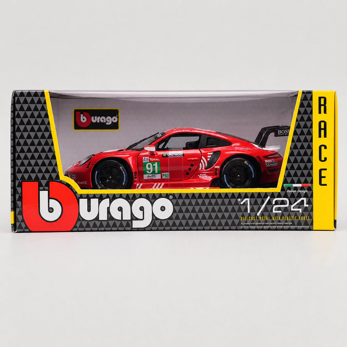 Bburago Porsche 2018 911 RSR #91 Le Mans 1:24 model wyświetlacza z odlewem – zobacz 18