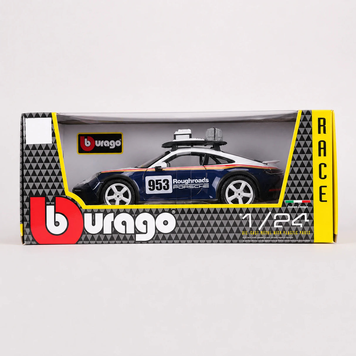 Bburago Porsche 2023 911 Dakar 1:24 – Model wyświetlacza odlewany z odlewu
