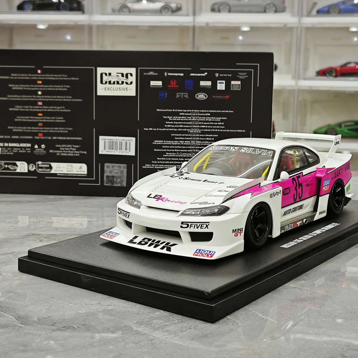 GT Spirit Nissan 1999 Silvia S15 LB-Super Silhouette White 1:18 – Collectible Resin Model Resin