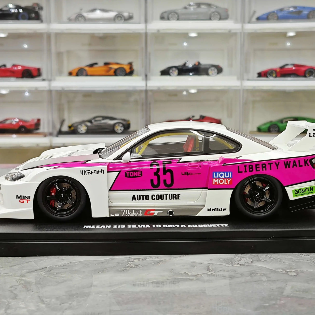 GT Spirit Nissan 1999 Silvia S15 LB-Super Silhouette White 1:18 – Collectible Resin Model Resin
