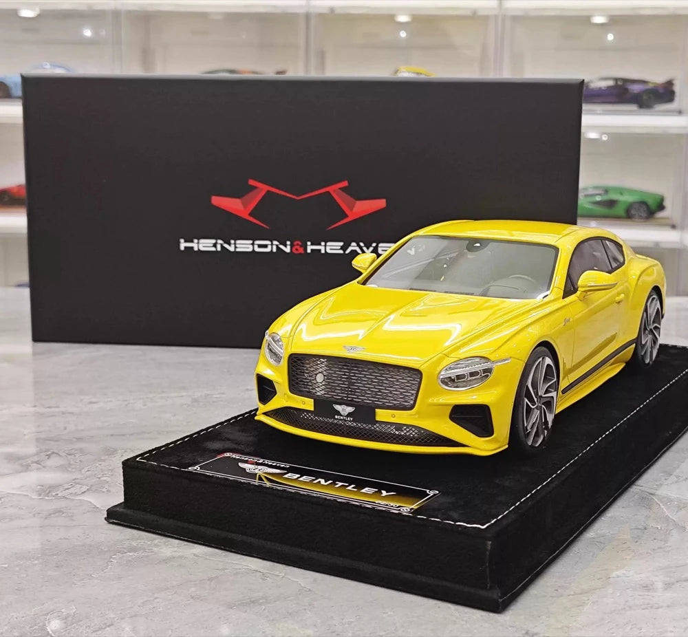 Henson & Heaven Bentley 2025 Continental GT Speed Yellow 1:18 – kolekcjonerski model żywicy