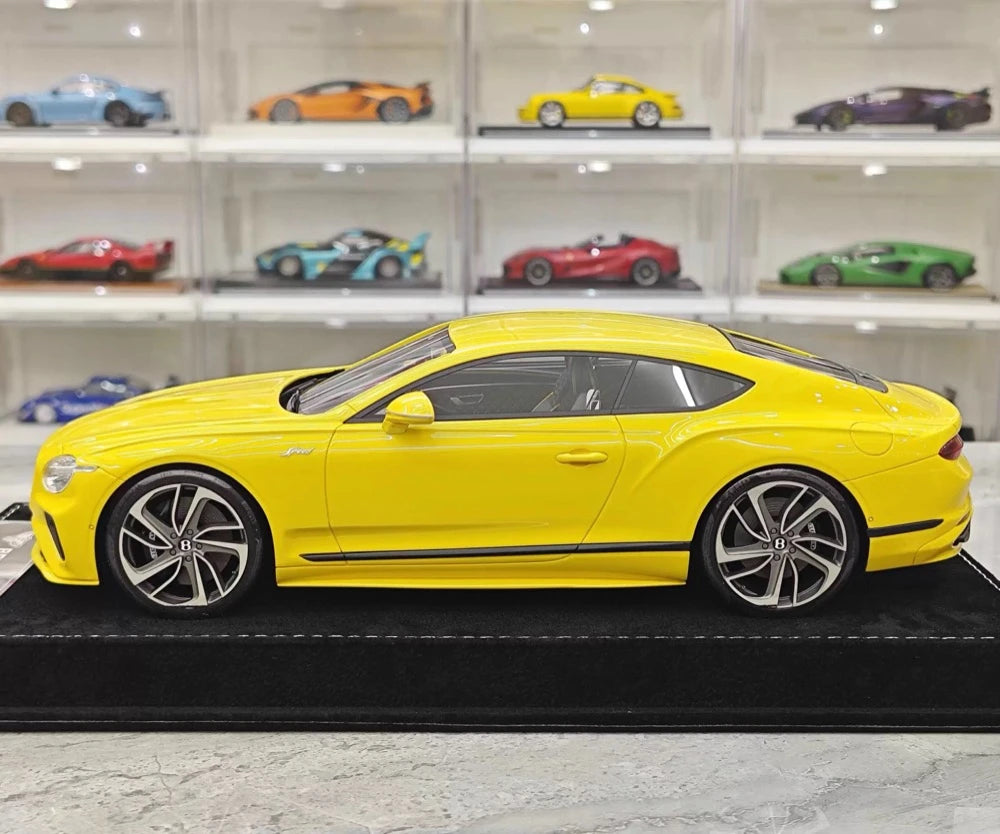 Henson & Heaven Bentley 2025 Continental GT Speed Yellow 1:18 – kolekcjonerski model żywicy