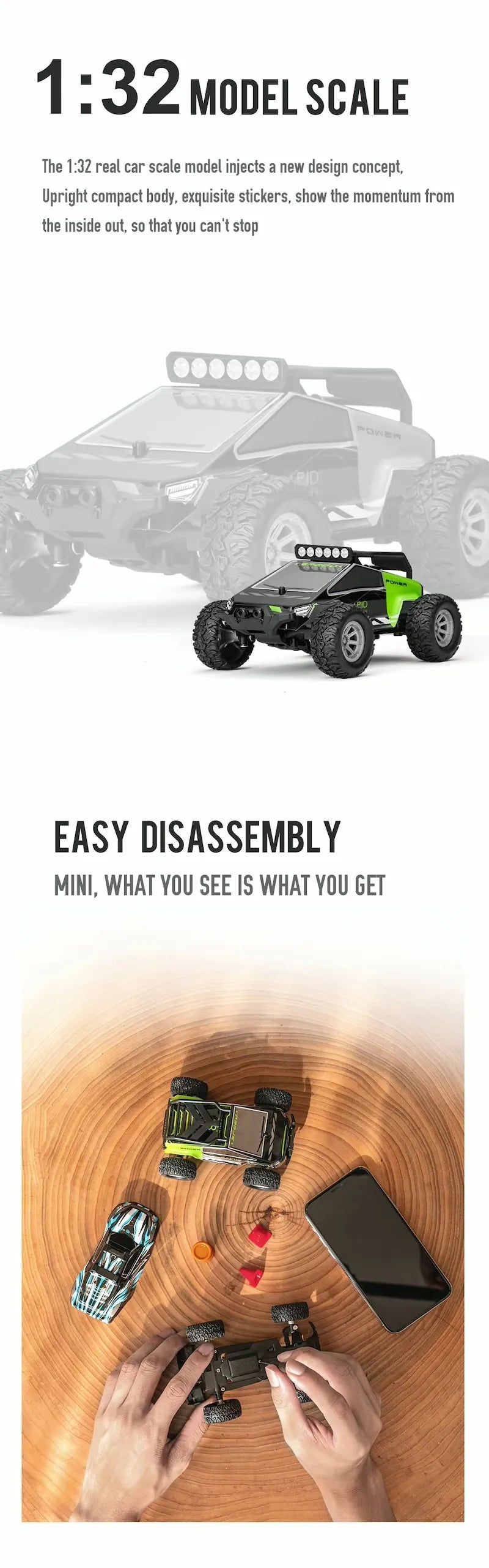1:32 Scale High-Speed RC Off-Road Car - Dual-Channel Mini Rock Crawler RC Car