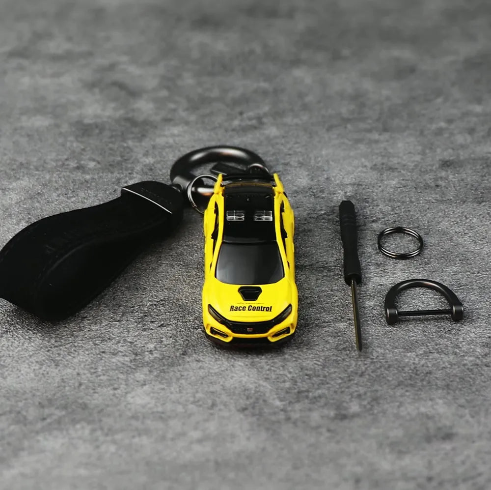 Honda Civic Type R Yellow Keychain 1:64 Model Car Keychain