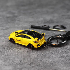 Honda Civic Type R الأصفر Keychain 1:64 سيارة مصغرة Keychain