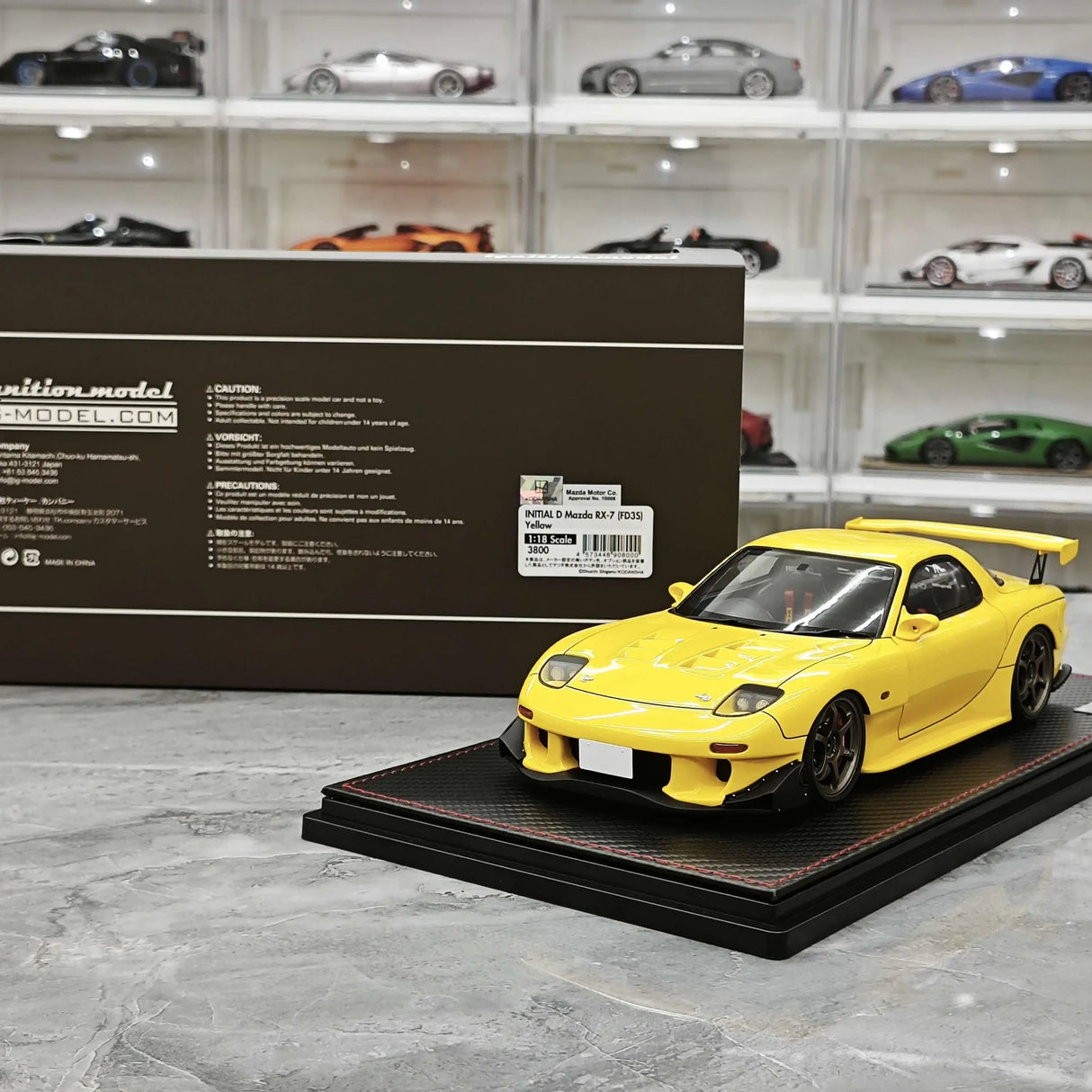 Accensione Mazda 1993 RX-7 FD3S Initial D Keisuke Takahashi Giallo 1:18 – Resina modello in resina collezionabile