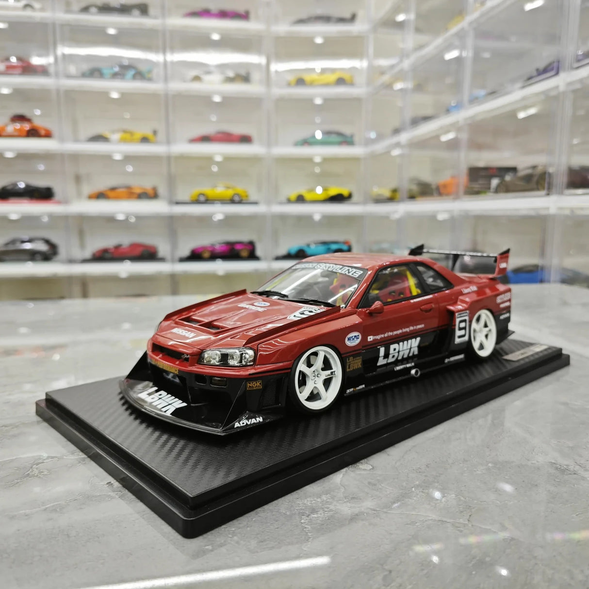 Ignition Nissan 1999 Skyline GT-R R34 LB-Super Silhouette Red 1:18 – Resina da collezione in resina