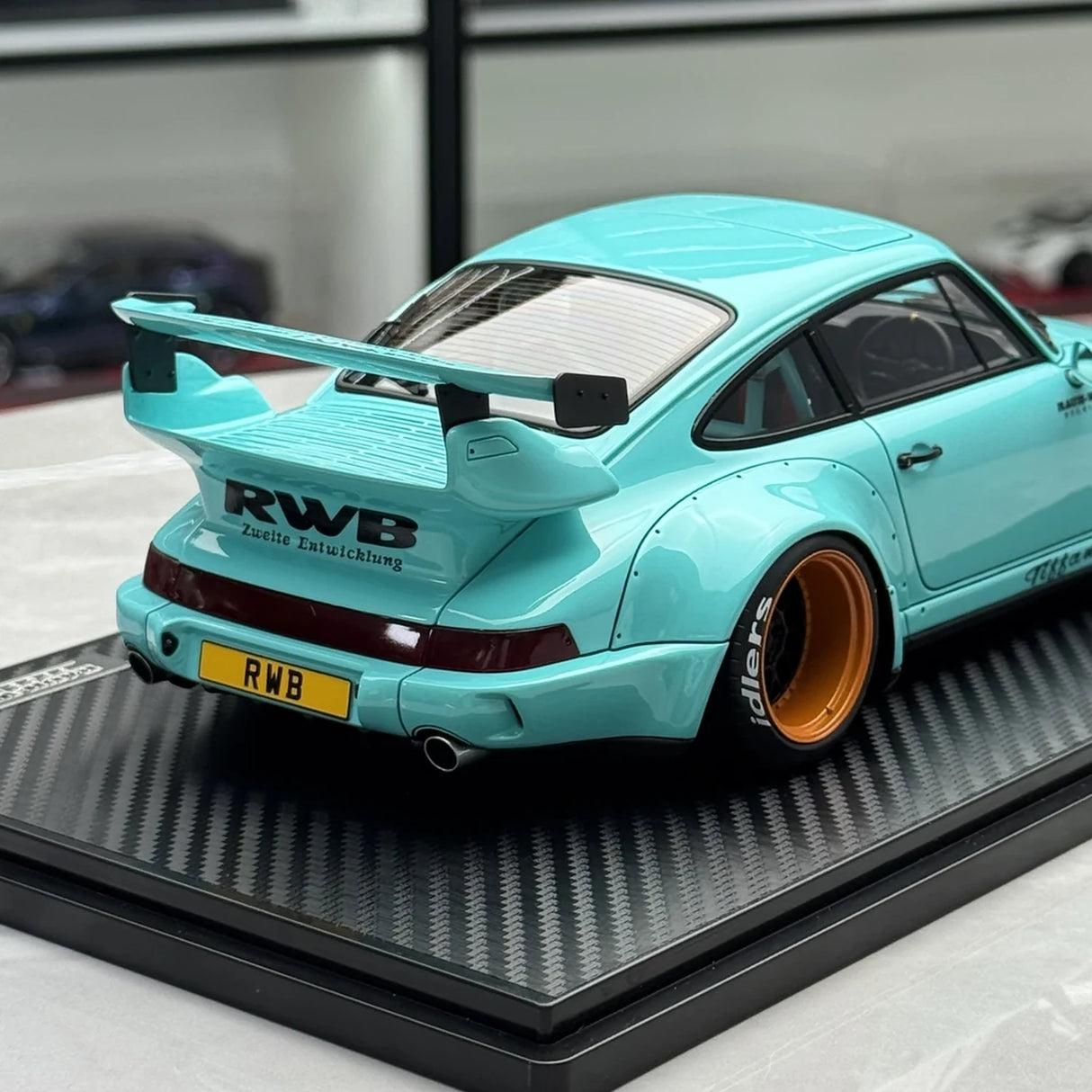 Ignition Porsche 1991 911 964 RWB Tiffany Blue 1:18 – Resina de Modelo de Resina de Coleção